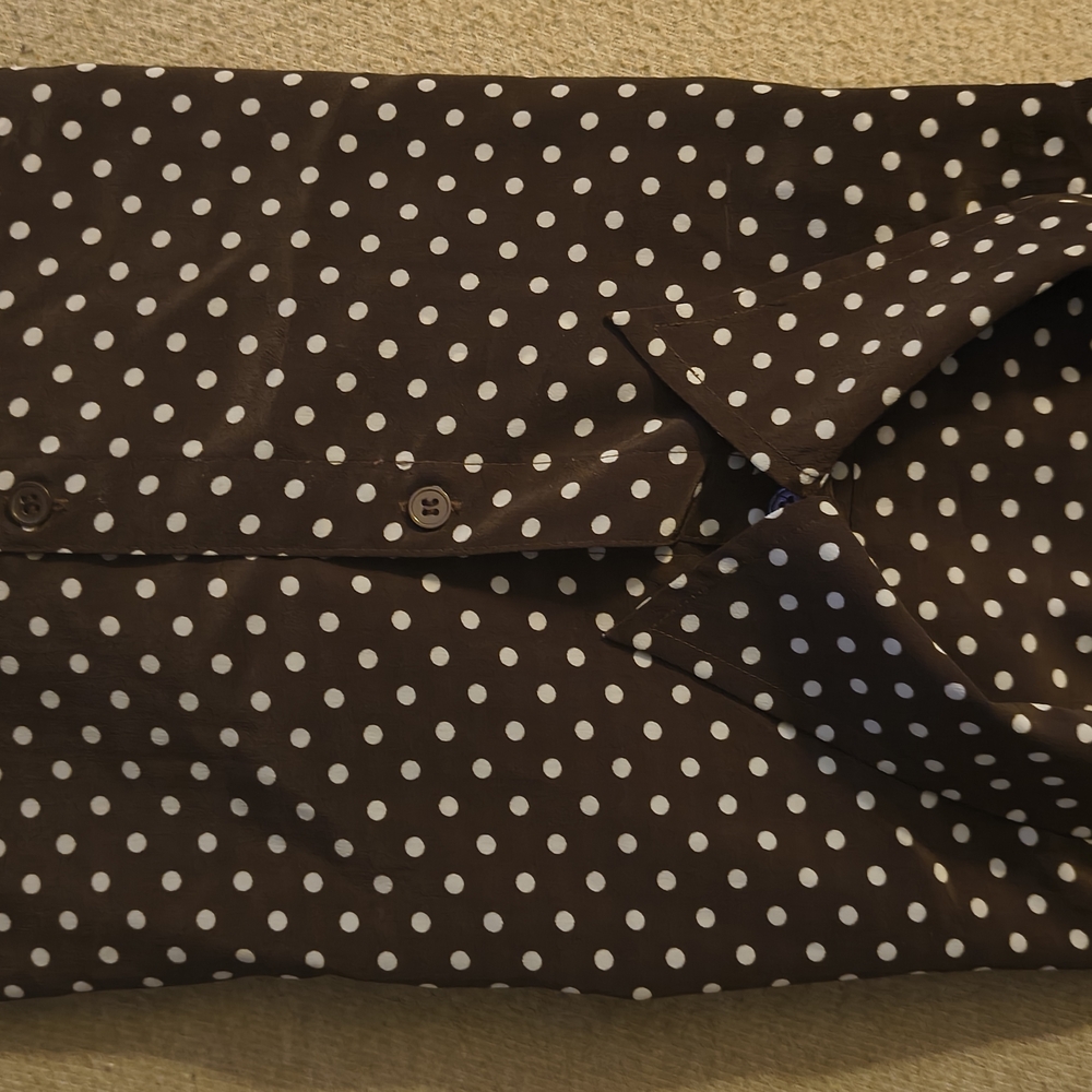 Susan Graver Black and White Polka Dot Blouse - Picture 8 of 9
